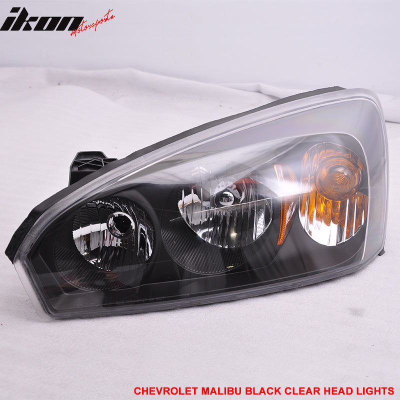 2004-2007 Chevy Malibu Headlights Lamp Clear Lens Amber Reflectors