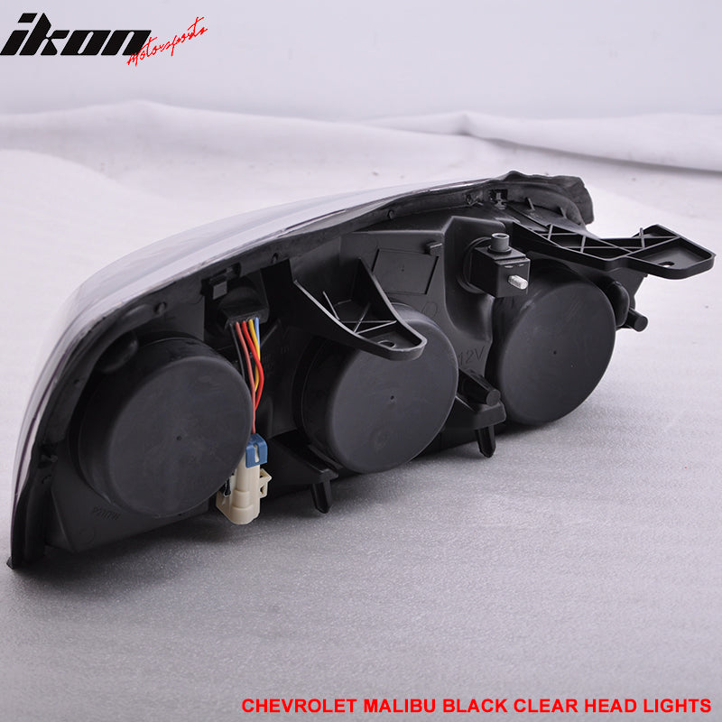 2004-2007 Chevy Malibu Headlights Lamp Clear Lens Amber Reflectors