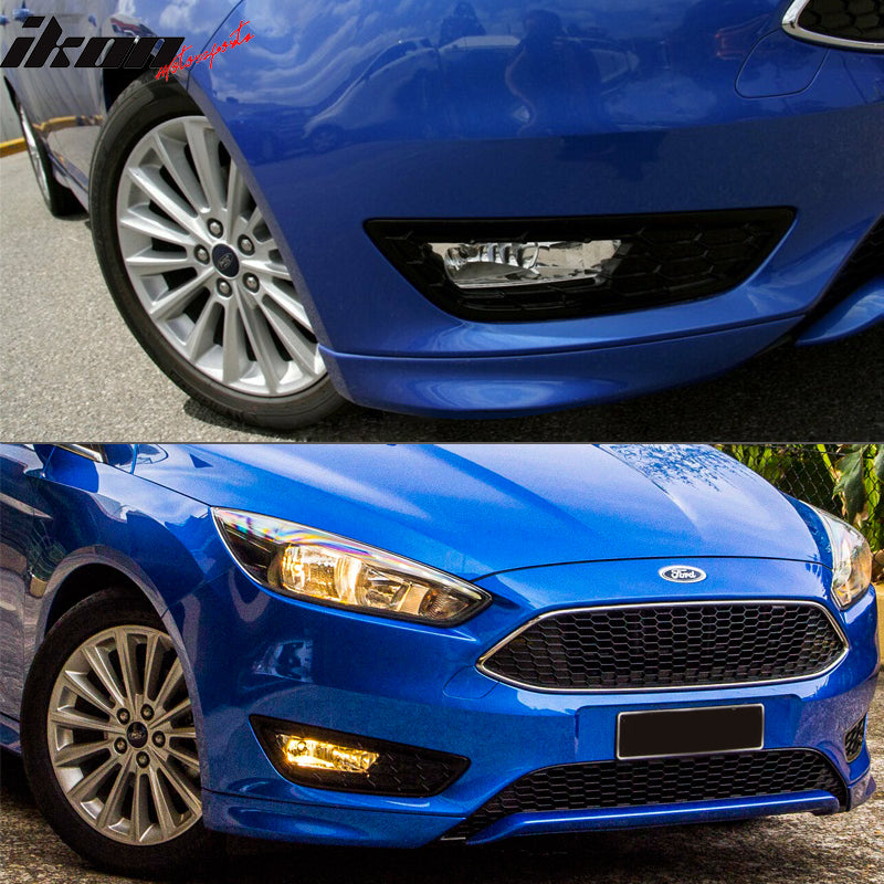 Fits 15-17 Focus Pair Front Fog Light Lamps Bezels - Sport SE Version