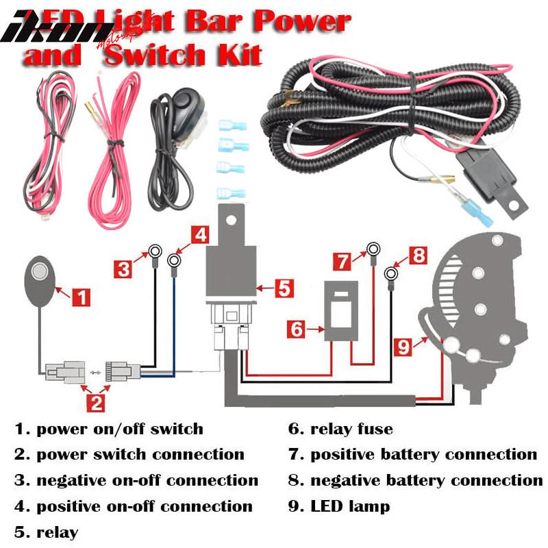 Universal Fog Light Lamp Wiring Harness Kit LED Light Bar Switch Relay