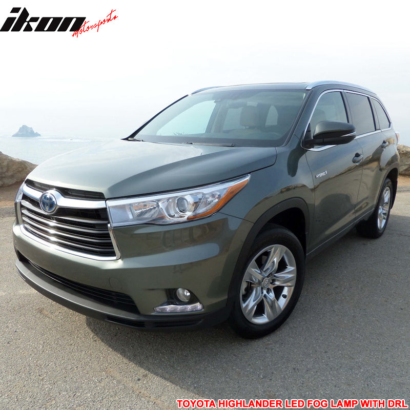 2014-2019 Toyota Highlander Clear Lens DRL LED Fog Light Pair ABS