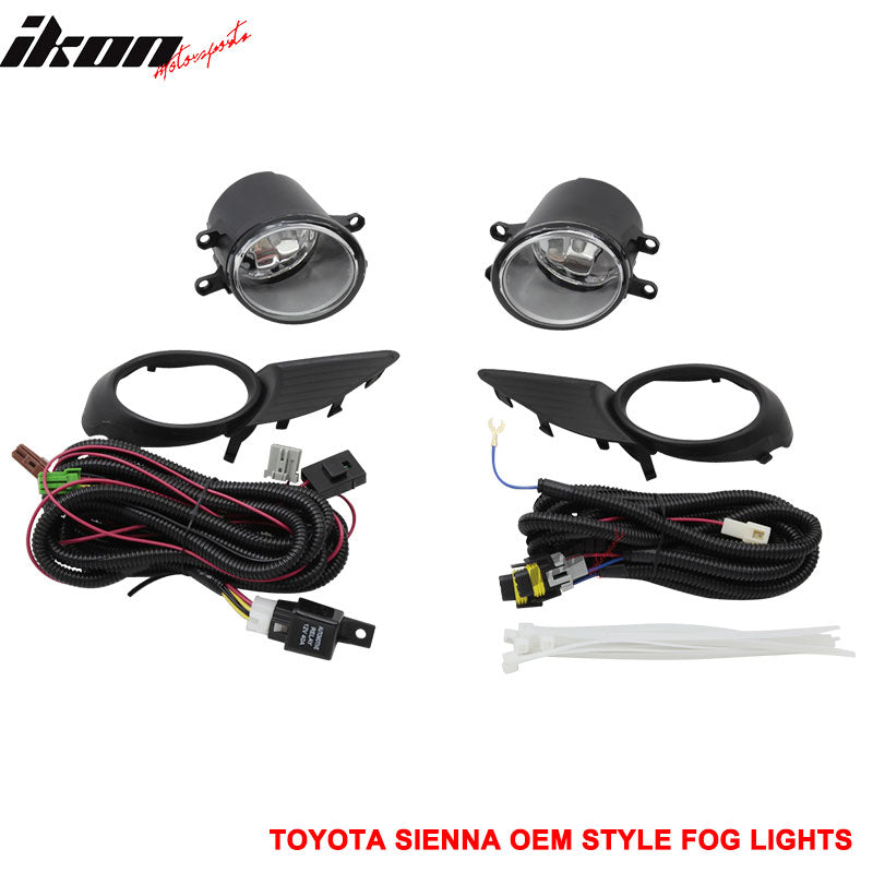 2011-2017 Toyota Sienna Chrome Housing Clear Len Fog Light & Covers