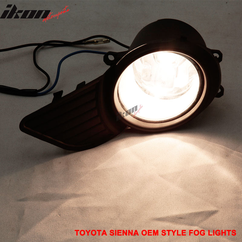 2011-2017 Toyota Sienna Chrome Housing Clear Len Fog Light & Covers