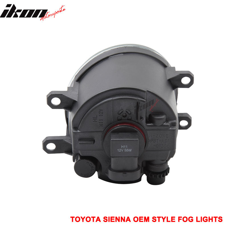 2011-2017 Toyota Sienna Chrome Housing Clear Len Fog Light & Covers