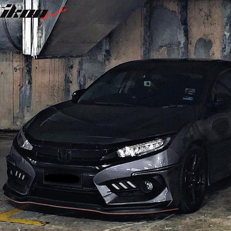 2016-2018 Honda Civic LED Amber & White Fog light Bezels Cover 2DR 4DR