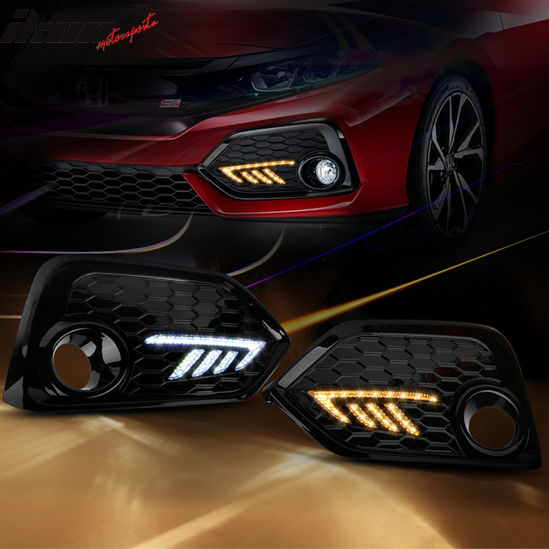 2017-2018Â Honda Civic DRL Fog Light Covers Yellow Signal