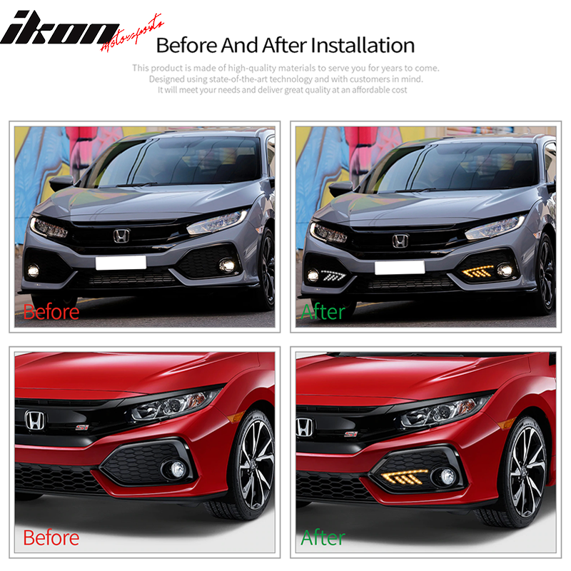 2017-2018Â Honda Civic DRL Fog Light Covers Yellow Signal