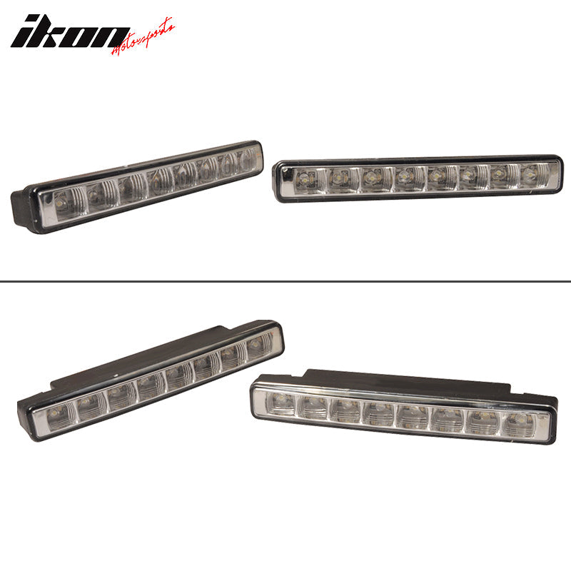 Universal DRL White LED Fog Lights w/ Amber Turn Signal Bar Lights