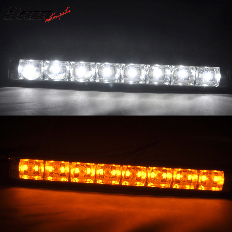Universal DRL White LED Fog Lights w/ Amber Turn Signal Bar Lights