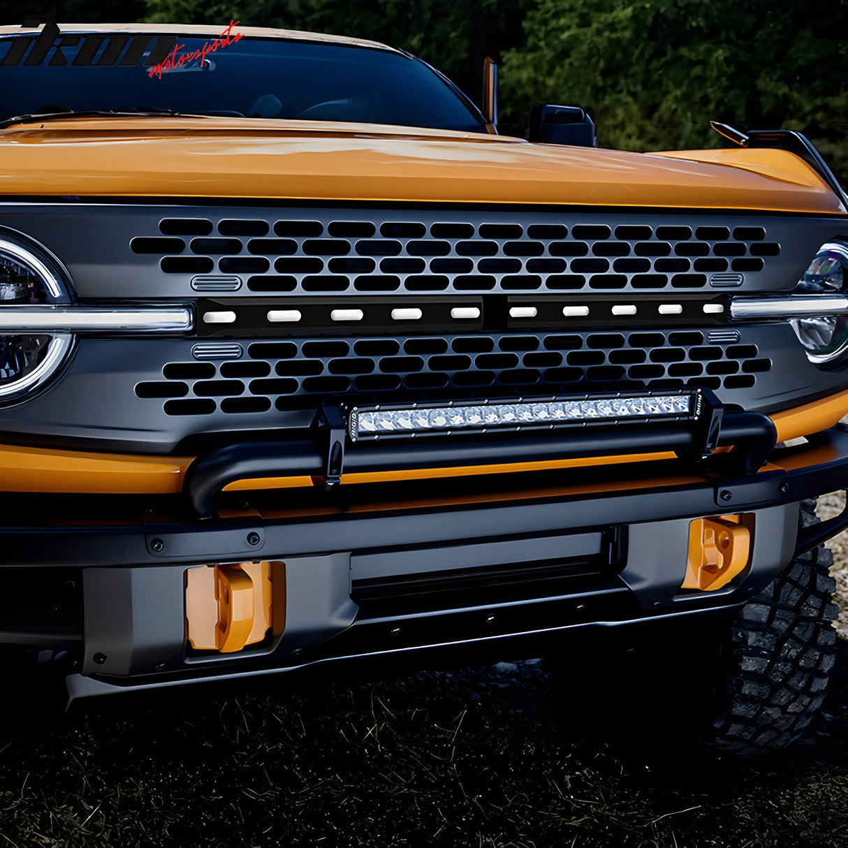 2021-2025 Ford Bronco 2/4 Door Front Bumper Grille Lights Black