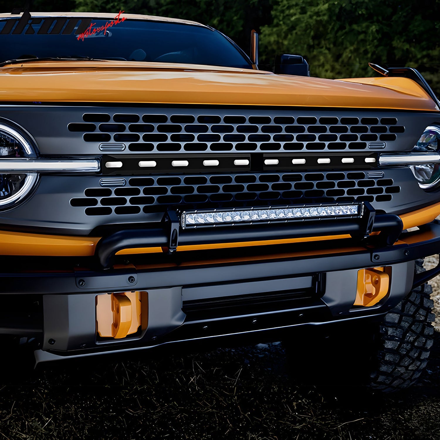 2021-2025 Ford Bronco 2/4 Door Front Bumper Grille Lights Black