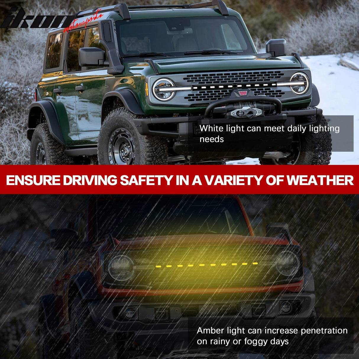 2021-2025 Ford Bronco 2/4 Door Front Bumper Grille Lights Black