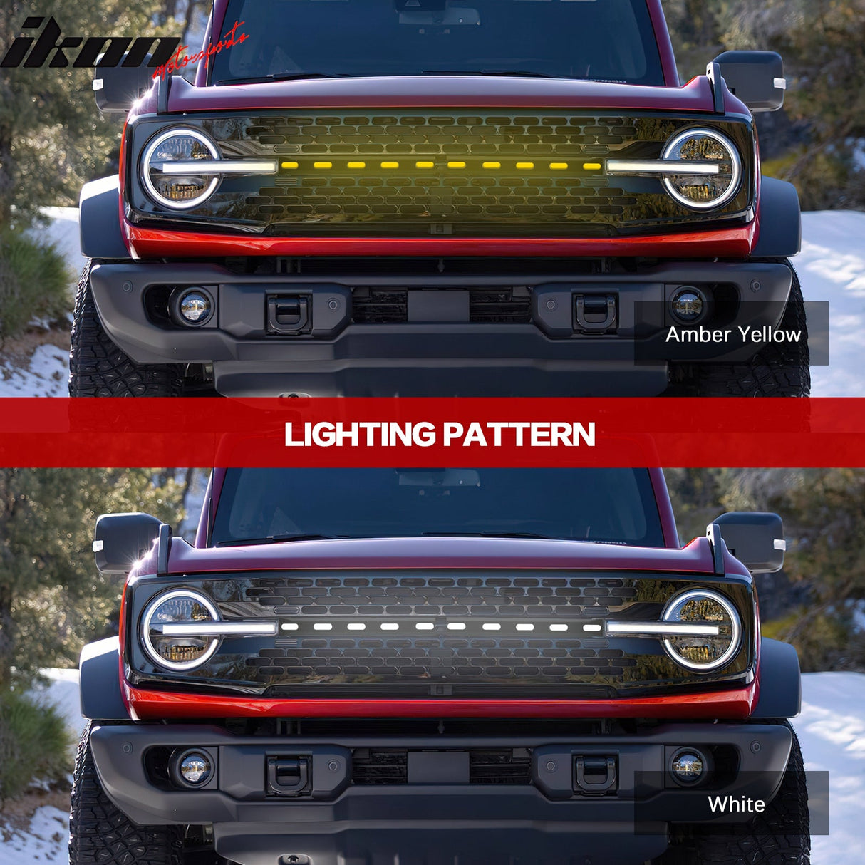 2021-2025 Ford Bronco 2/4 Door Front Bumper Grille Lights Black