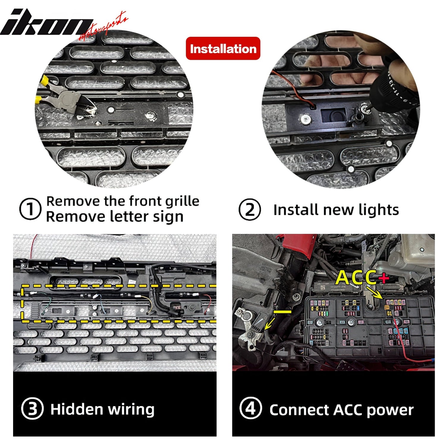 2021-2025 Ford Bronco 2/4 Door Front Bumper Grille Lights Black