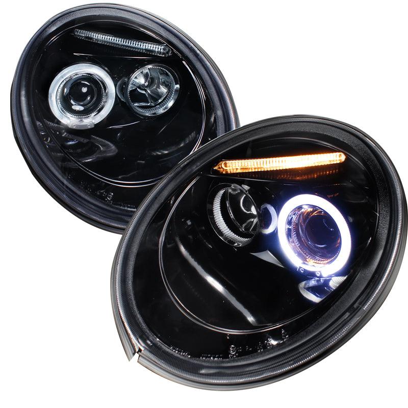 Spec-D Projector Headlights VW Beetle (1998-2005) Halo LED - Black, Tinted or Chrome