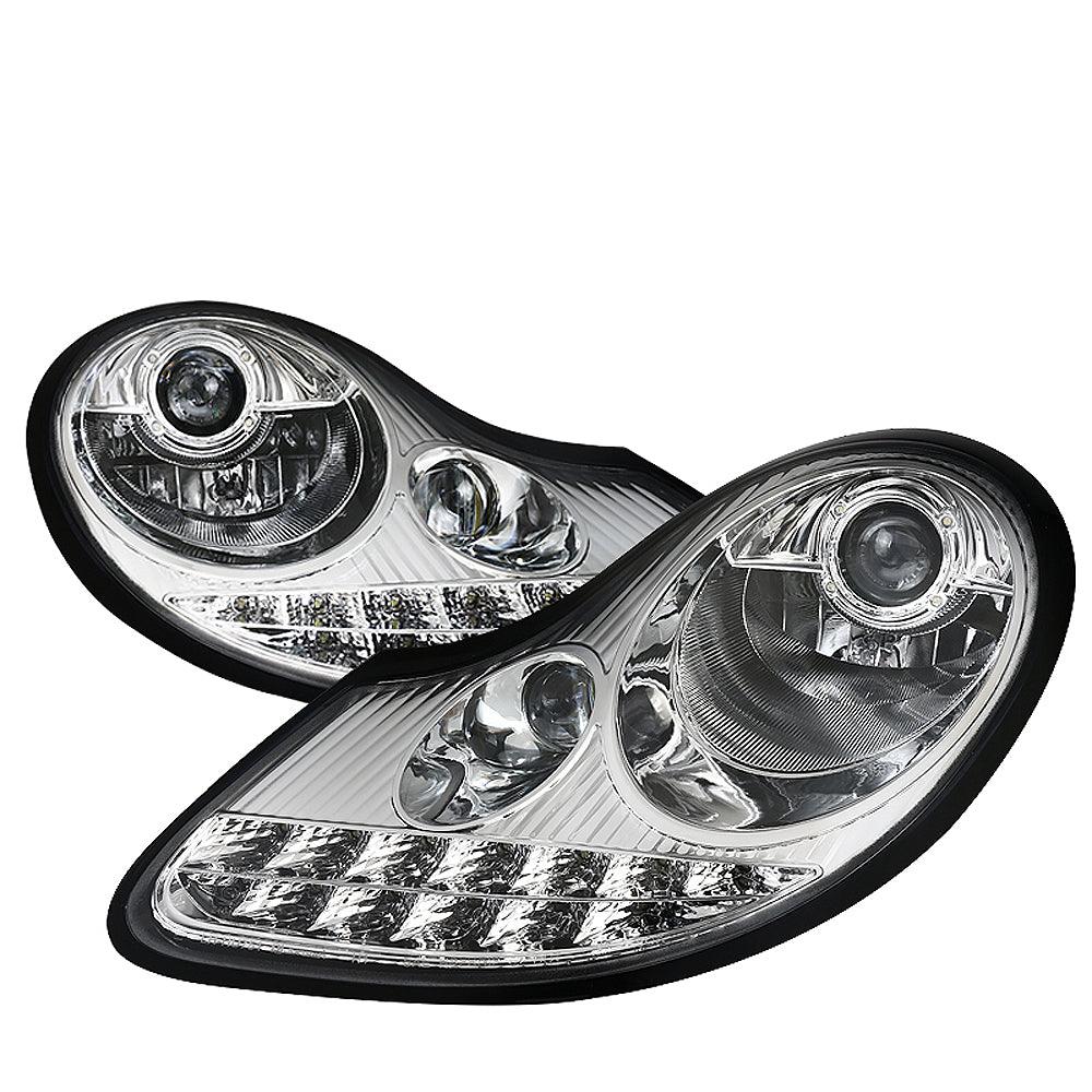 Spec-D Projector Headlights Boxster 986 (97-04) 911 996 (97-01) w/ LED Light Strip - Black or Chrome