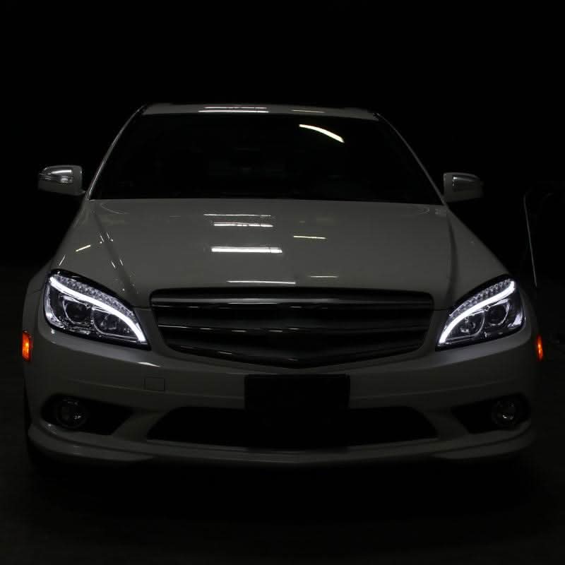 Mercedes C250 C300 C350 W204 - Black or Chrome Projector Headlights with LED Strip (2008-2011) - K2 Industries