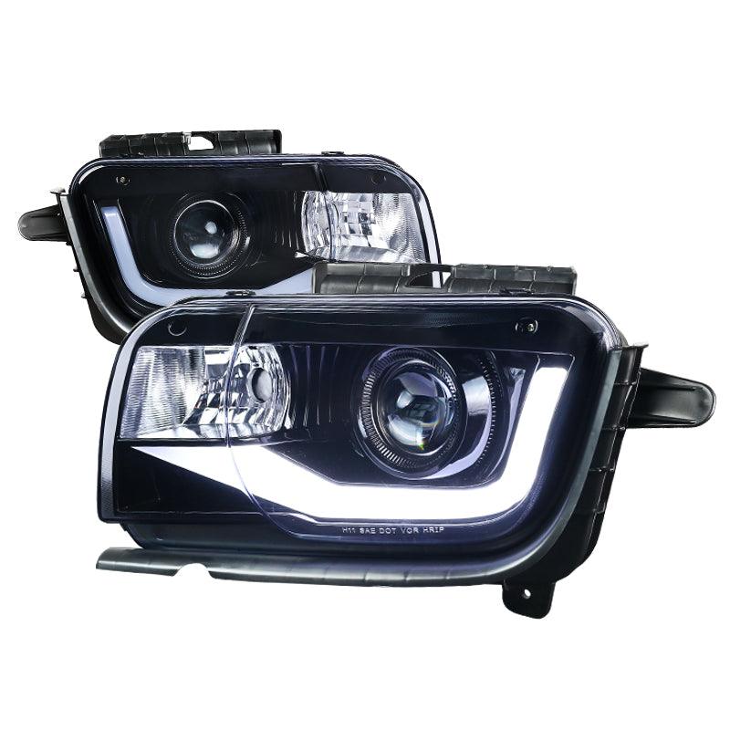 Spec-D Projector Headlights Chevy Camaro (2010-2013) LED DRL Bar - Black / Chrome