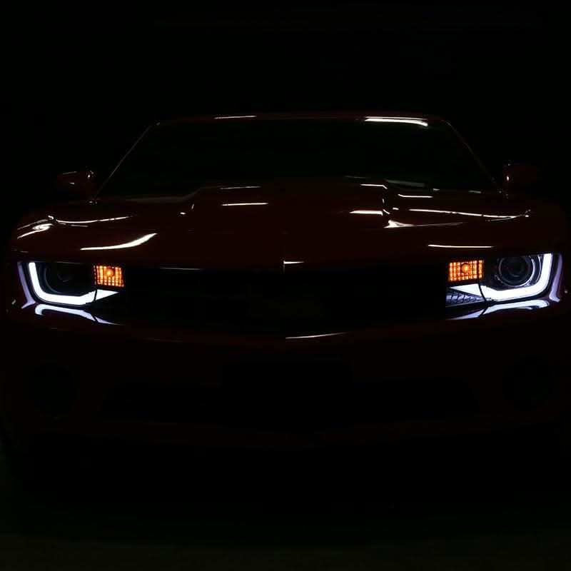 Spec-D Projector Headlights Chevy Camaro (2010-2013) LED DRL Bar - Black / Chrome