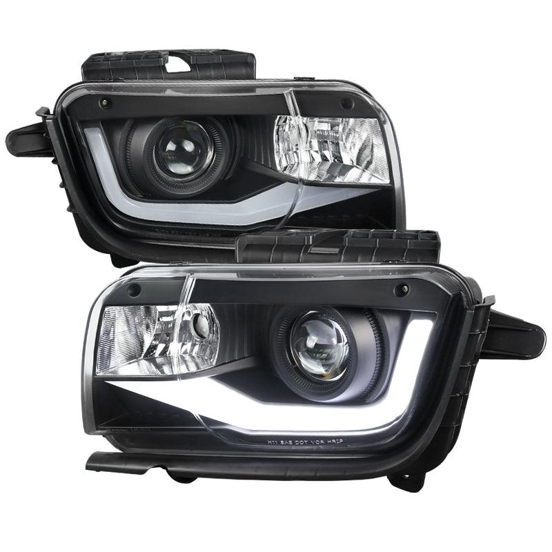 Spec-D Projector Headlights Chevy Camaro (2010-2013) LED DRL Bar - Black / Chrome