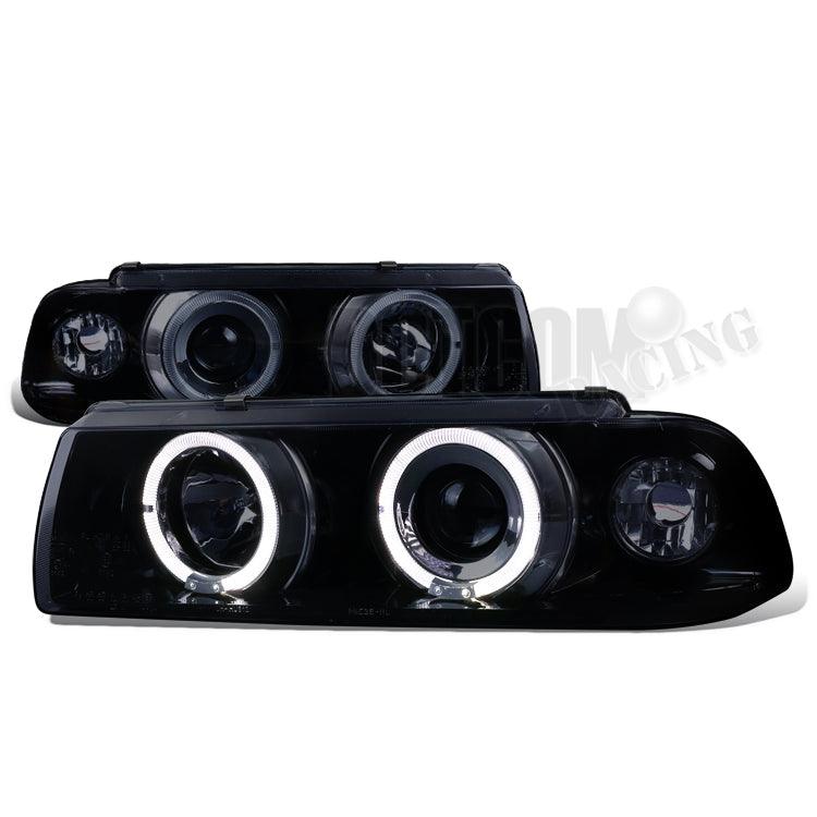 Spec-D Projector Headlights BMW E36 Coupe 318i 325i 328i M3 (92-98) Halo LED Black