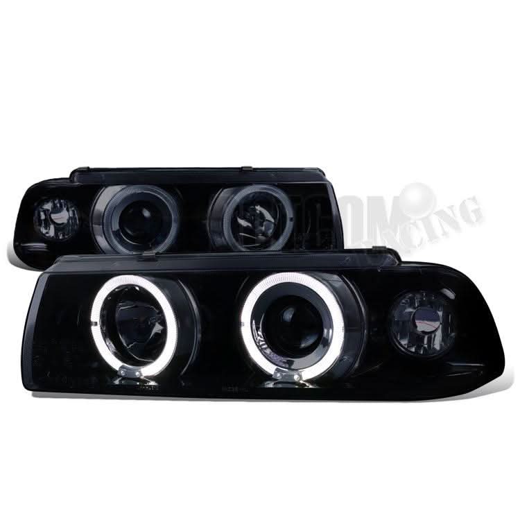 Spec-D Projector Headlights BMW E36 Coupe 318i 325i 328i M3 (92-98) Halo LED Black