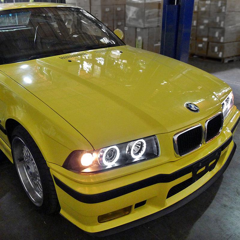 Spec-D Projector Headlights BMW E36 Coupe 318i 325i 328i M3 (92-98) Halo LED Black