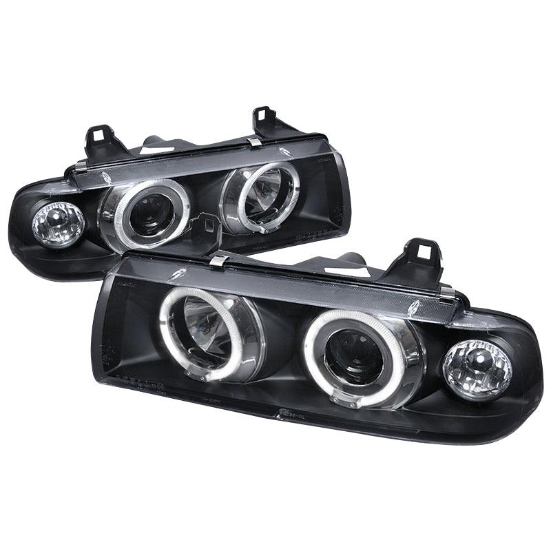 Spec-D Projector Headlights BMW E36 Coupe 318i 325i 328i M3 (92-98) Halo LED Black