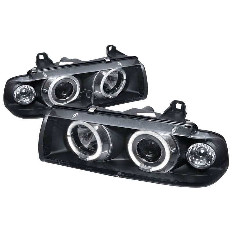 Spec-D Projector Headlights BMW E36 Coupe 318i 325i 328i M3 (92-98) Halo LED Black