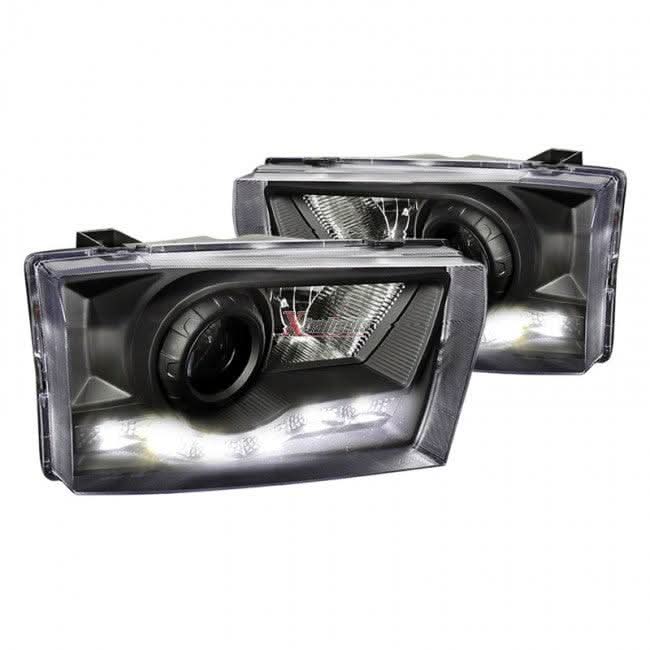 Spec-D Projector Headlights Ford F250 F350 F450 F550 (99-04) w/ SMD LED Light Strip - Black or Chrome