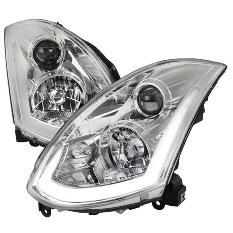 Infiniti G35 Coupe Projector Headlights with Sequential Signal - Black / Chrome / Smoked (2003 - 2007) - K2 Industries