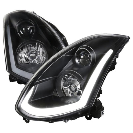 Infiniti G35 Coupe Projector Headlights with Sequential Signal - Black / Chrome / Smoked (2003 - 2007) - K2 Industries