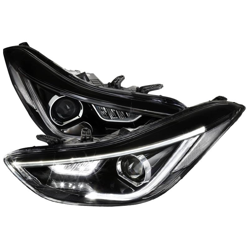 Spec-D Projector Headlights Hyundai Elantra Sedan (2011-2015) LED Tube w/ Black Housing