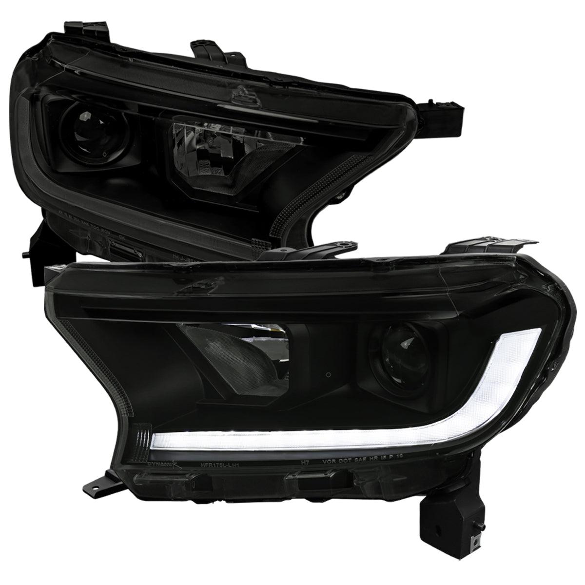 Spec-D Projector Headlights Ford Ranger XL/XLT (2019-2022) Sequential LED - Black / Tinted / Clear