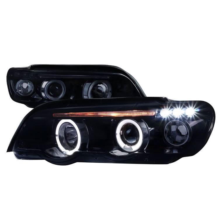 Spec-D Projector Headlights BMW X5 E53 (01-03) LED Halo Black or Chrome Housing