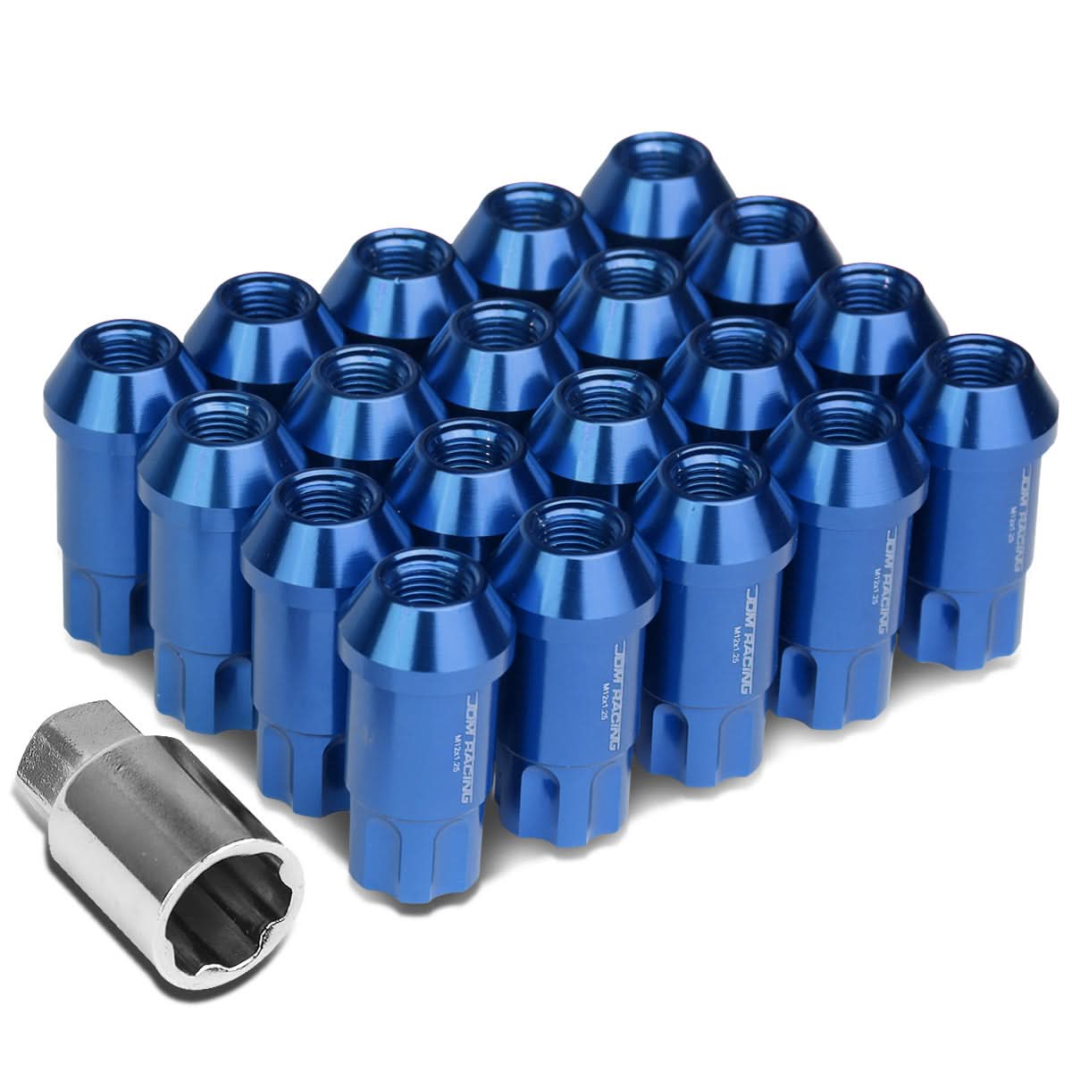 L40 Style Extended Open End Aluminum Lug Nuts M12x1.5 20pc Blue