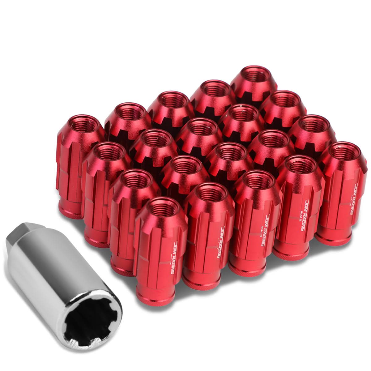 M12 x 1.25 Extended Spline Lug Nuts w/ Locks 20pc Set - Aluminum