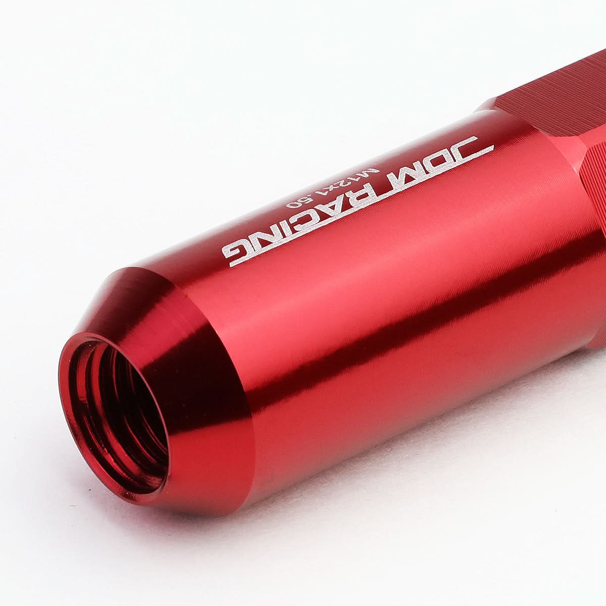 M12 x 1.5 60mm Extended Spike Lug Nuts 20pc Set Aluminum Red