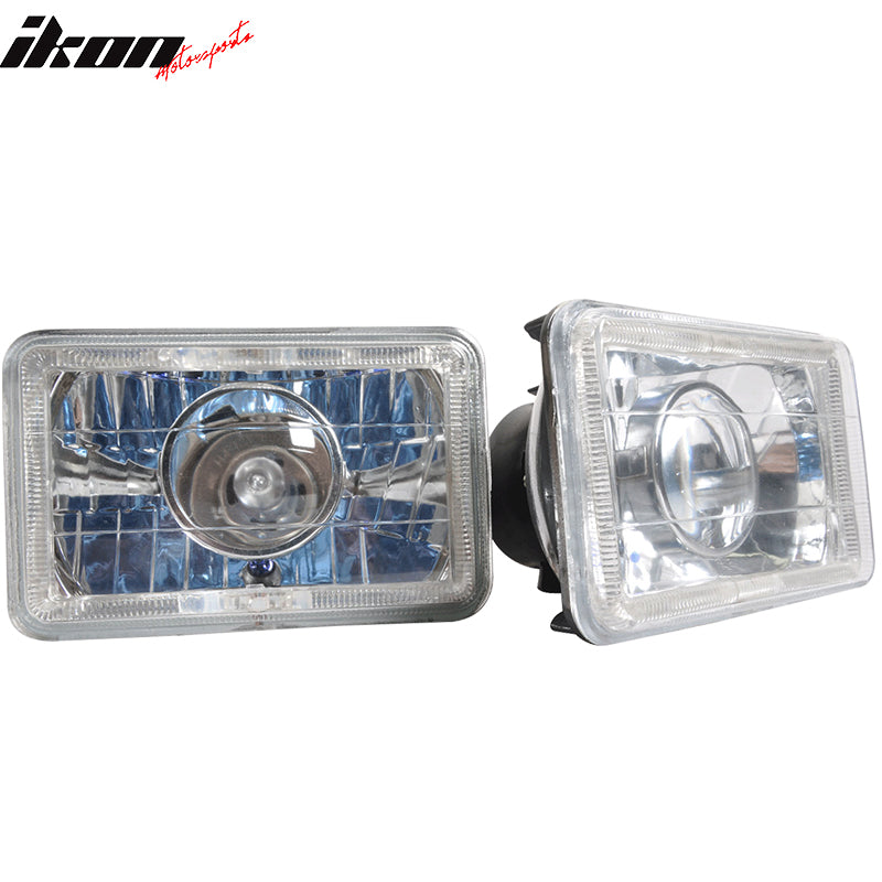 6x4 Inch Sealed Beam Chrome Housing Projector Headlight lamp Glass Len