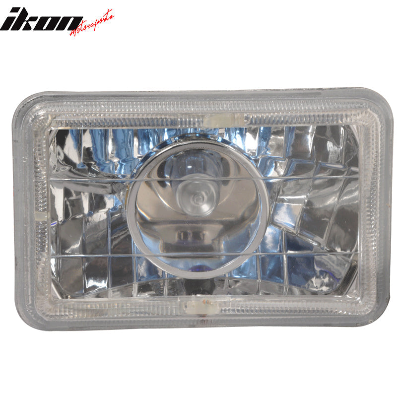 6x4 Inch Sealed Beam Chrome Housing Projector Headlight lamp Glass Len