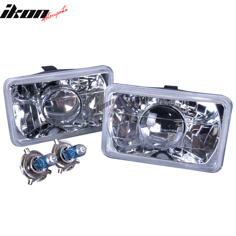 Set Of 4 6x4in Clear Projector Headlights 6 X 4 H4 Bulbs