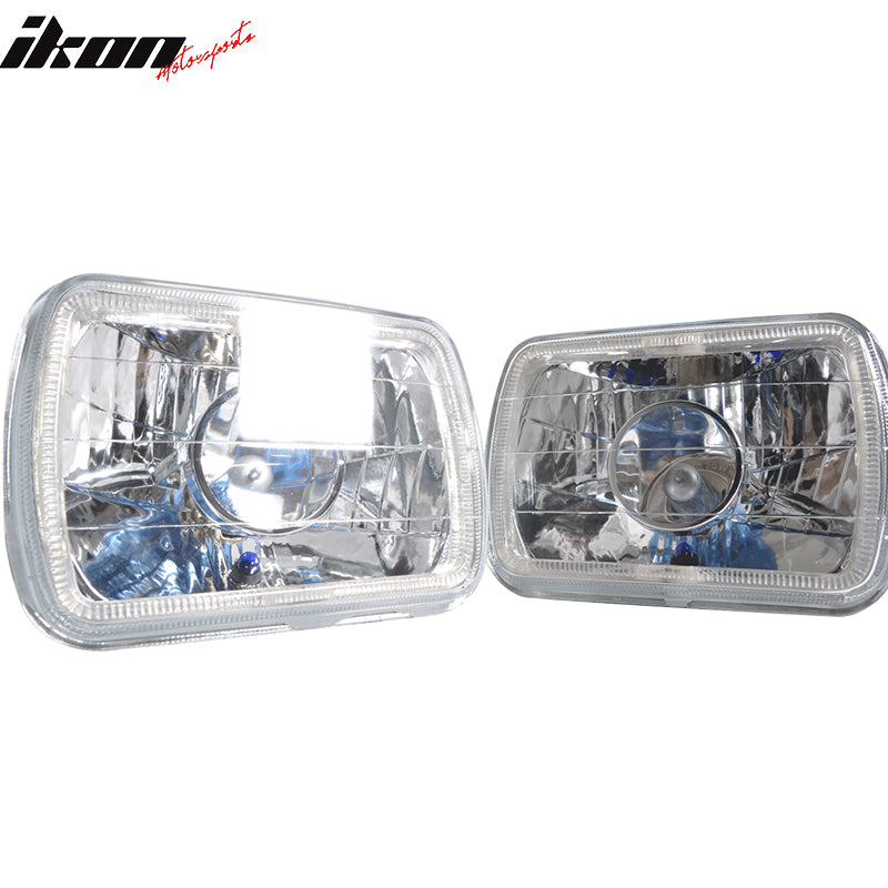 7x6in Blue Halo H4 Bulb Sealed Beam Square Headlight Headlamp