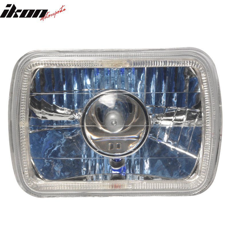 7x6in Blue Halo H4 Bulb Sealed Beam Square Headlight Headlamp