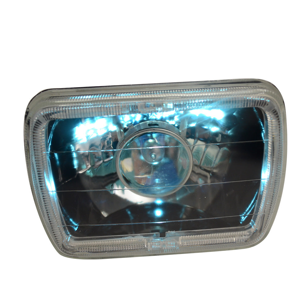 Universal 7x6 Square Projector White Halo Front Headlight Lamp H4 Bulb