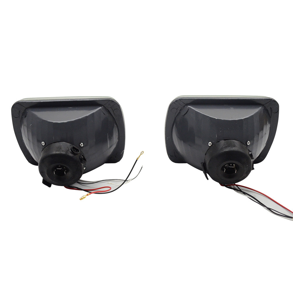 Universal 7x6 Square Projector White Halo Front Headlight Lamp H4 Bulb