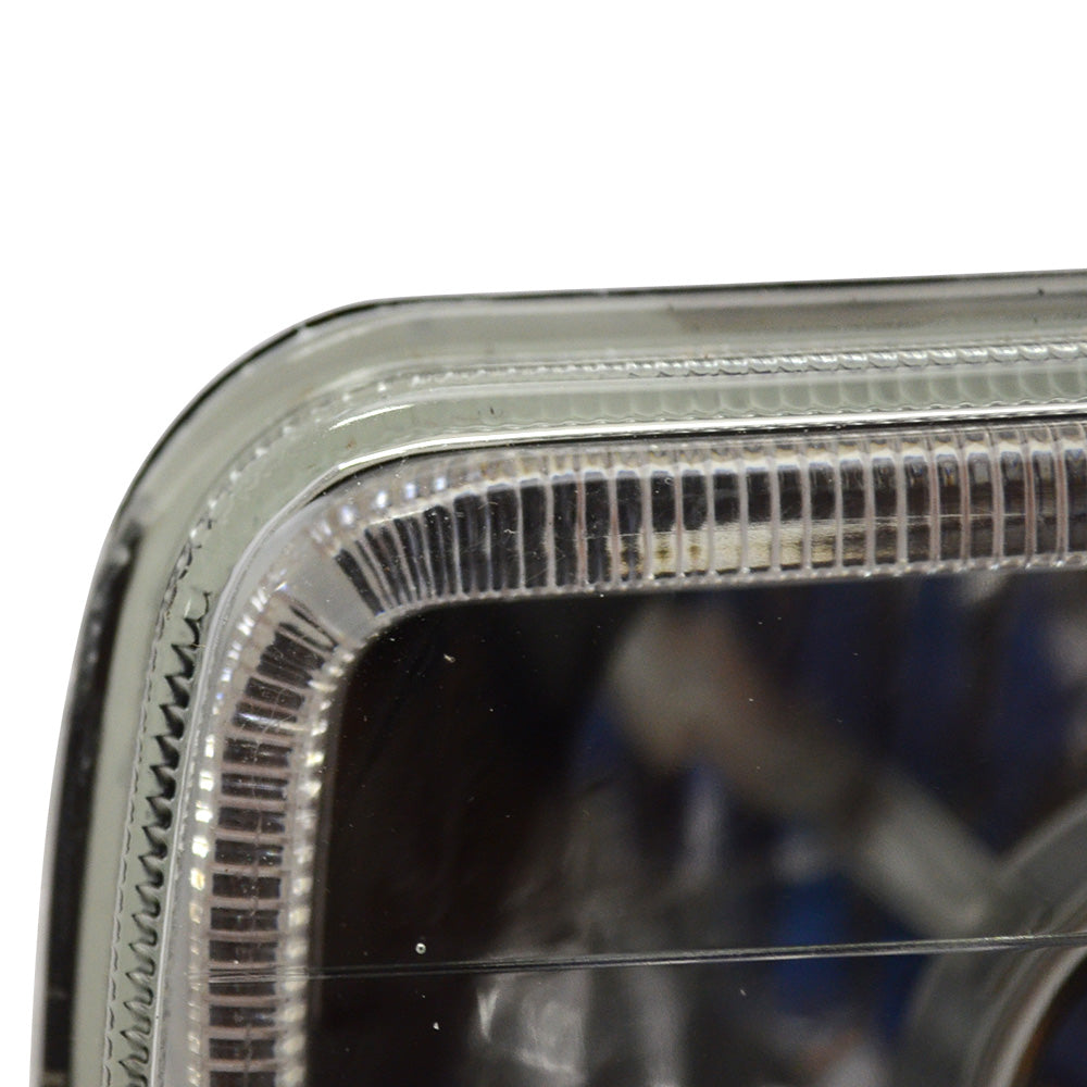 Universal 7x6 Square Projector White Halo Front Headlight Lamp H4 Bulb