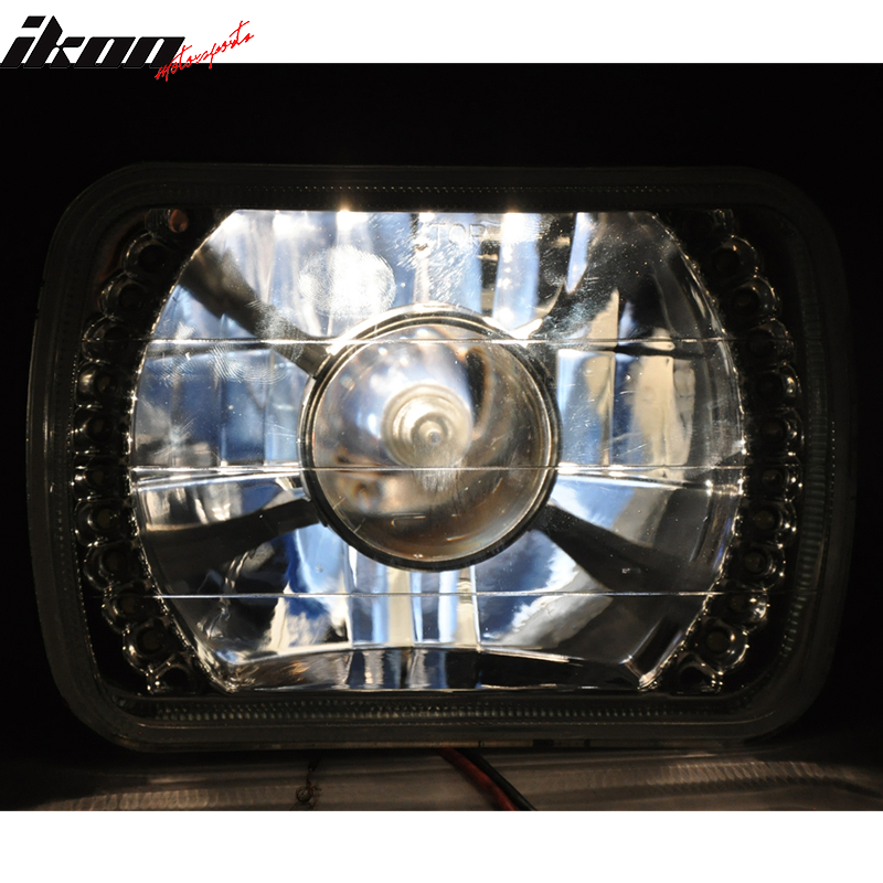 Fits 7" X 6" H4 Bulbs Crystal Clear LED Projector Headlights Headlamps