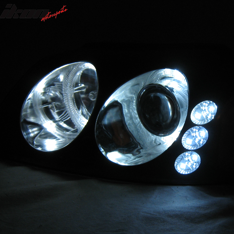 1999-2004 Ford Mustang Black Projector Headlights Lamps Amber Pair