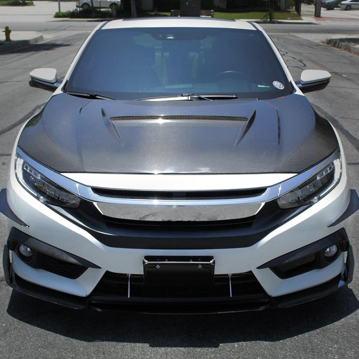 Spec-D Front Lip Honda Civic Sedan (2016-2021) Black or Black w/ Red Trim