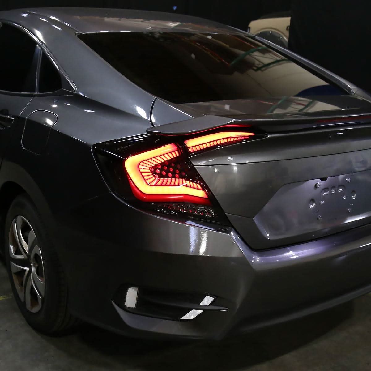 Tail Lights Honda Civic Sedan (2016-2021) Sequential LED - Smoked - K2 Industries